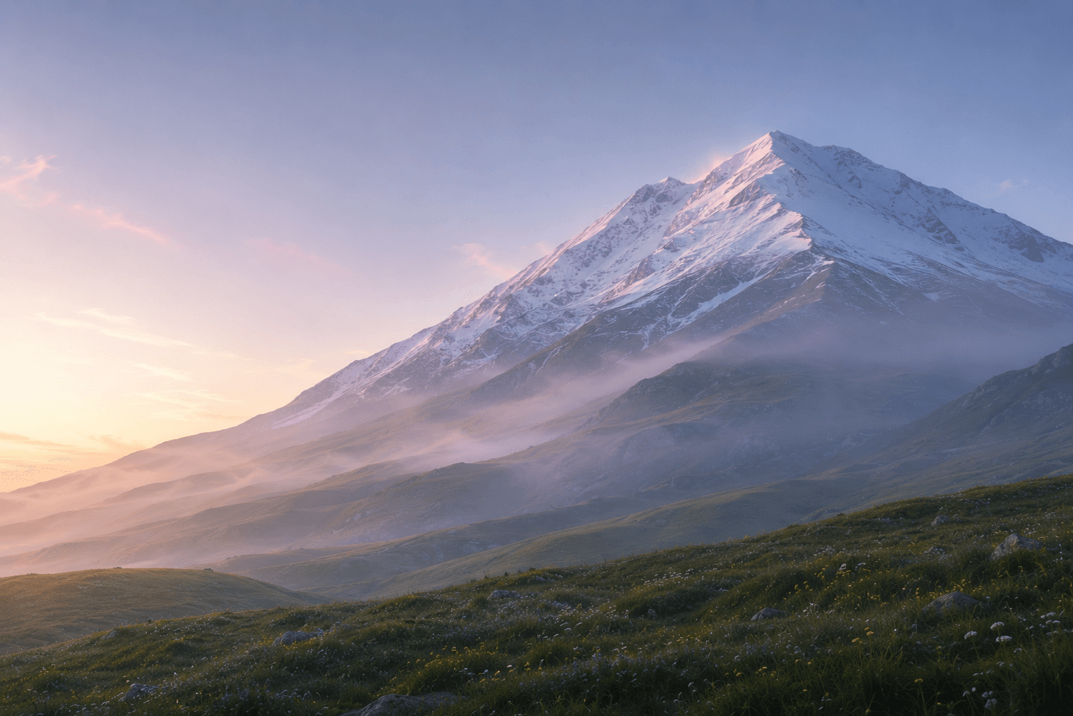 A sunlit alpine summit above the clouds